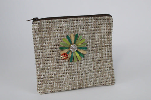 Brylee Brown Tweed Small Brooch Pouch - PillowKate