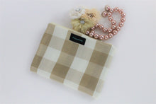 Load image into Gallery viewer, Raniah Tan Cream Plaid Medium Clutch Purse Pouch - PillowKate
