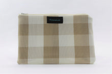 Load image into Gallery viewer, Raniah Tan Cream Plaid Medium Clutch Purse Pouch - PillowKate

