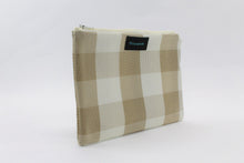 Load image into Gallery viewer, Raniah Tan Cream Plaid Medium Clutch Purse Pouch - PillowKate
