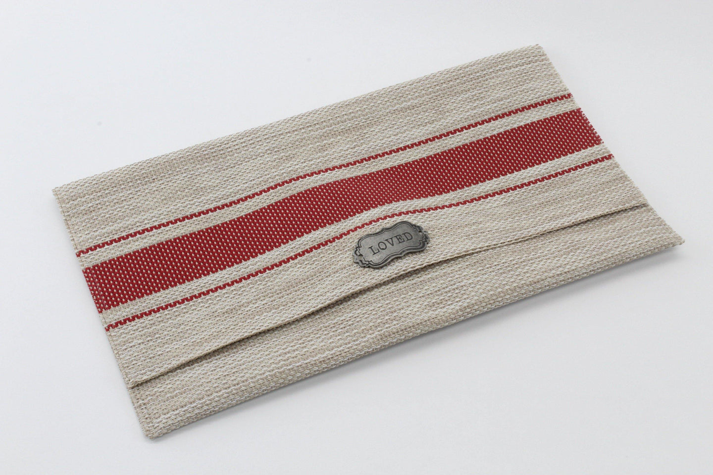 Lulu Beige Red 'Loved' Clutch Purse - PillowKate