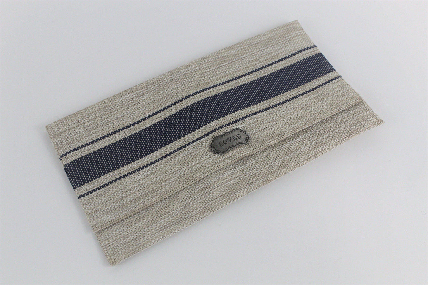 Mara Beige Blue 'Loved' Clutch Purse - PillowKate